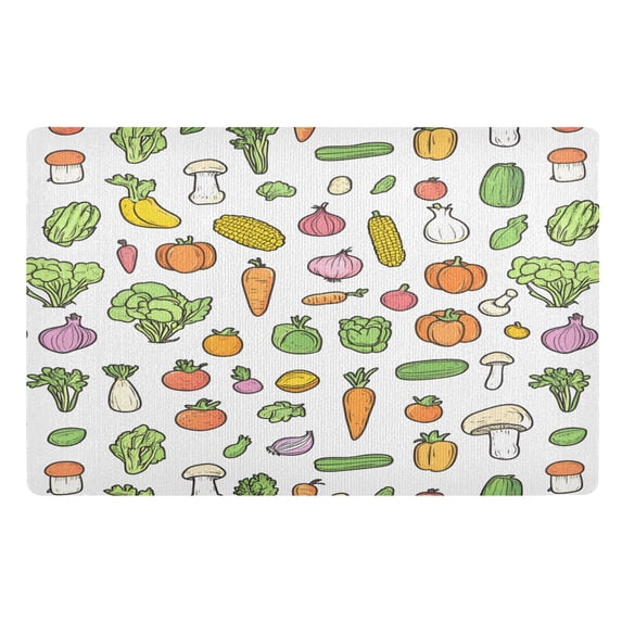 Yayeee Doormat for Inside 20"x32" Absorbent Low-Profile Washable Non-Slip Rubber Backed Entryway Rug, Green Vegetables Pattern