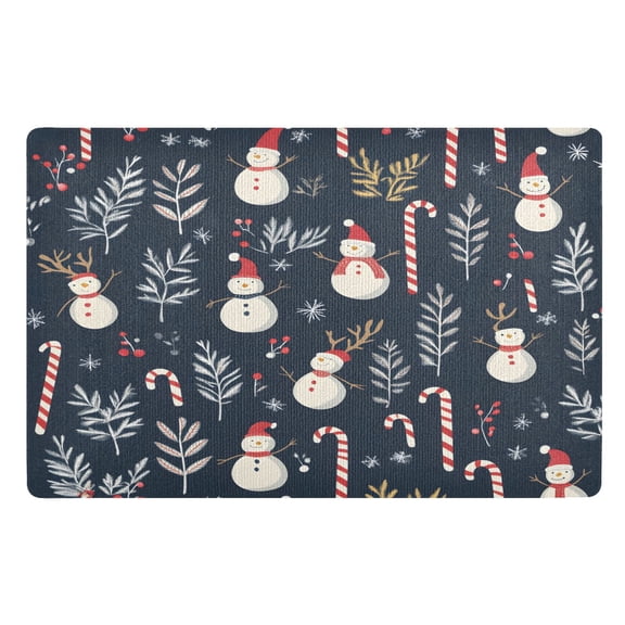 Yayeee Doormat for Inside 20"x32" Absorbent Low-Profile Washable Non-Slip Rubber Backed Entryway Rug, Jolly Snowman