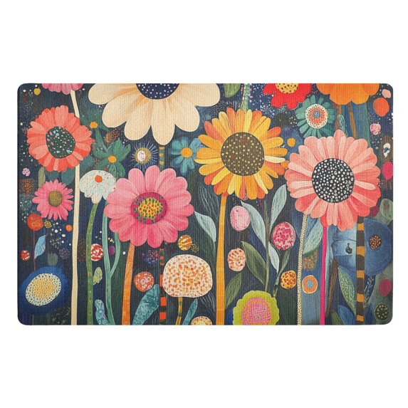 Yayeee Doormat for Inside 20"x32" Absorbent Low-Profile Washable Non-Slip Rubber Backed Entryway Rug, Large Colorful Flowers