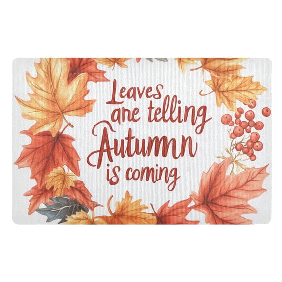 Yayeee Doormat for Inside 20"x32" Absorbent Low-Profile Washable Non-Slip Rubber Backed Entryway Rug, Leaves Pattern