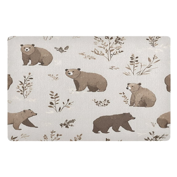 Yayeee Doormat for Inside 20"x32" Absorbent Low-Profile Washable Non-Slip Rubber Backed Entryway Rug, Light Gray Bears