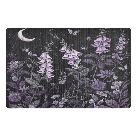 Yayeee Doormat for Inside 20"x32" Absorbent Low-Profile Washable Non-Slip Rubber Backed Entryway Rug, Light Purple Flowers