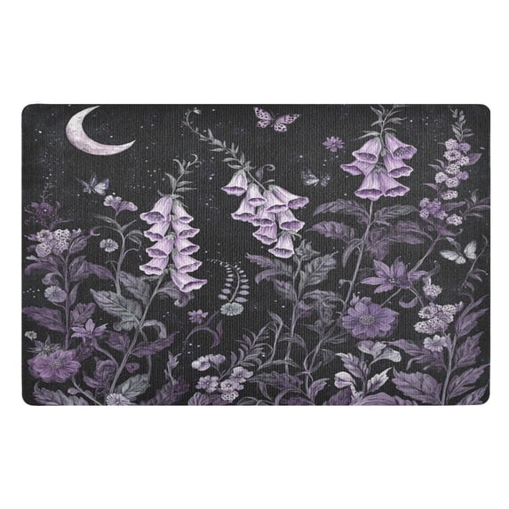 Yayeee Doormat for Inside 20"x32" Absorbent Low-Profile Washable Non-Slip Rubber Backed Entryway Rug, Light Purple Flowers
