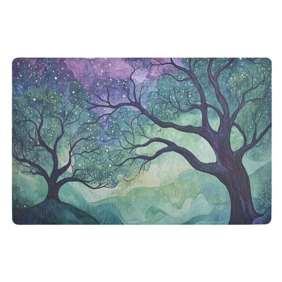 Yayeee Doormat for Inside 20"x32" Absorbent Low-Profile Washable Non-Slip Rubber Backed Entryway Rug, Moonlight Forest