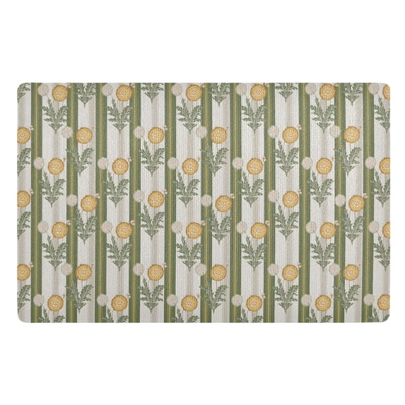Yayeee Doormat for Inside 20"x32" Absorbent Low-Profile Washable Non-Slip Rubber Backed Entryway Rug, Olive Green Flowers