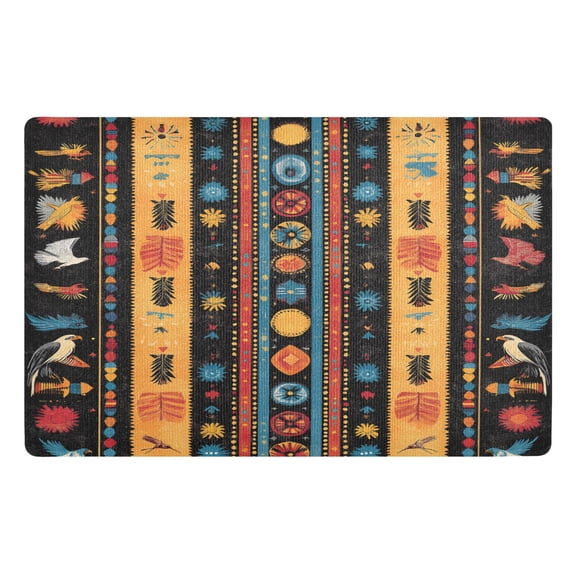 Yayeee Doormat for Inside 20"x32" Absorbent Low-Profile Washable Non-Slip Rubber Backed Entryway Rug, Orange Geometric