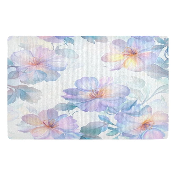 Yayeee Doormat for Inside 20"x32" Absorbent Low-Profile Washable Non-Slip Rubber Backed Entryway Rug, Pastel Flower Pattern