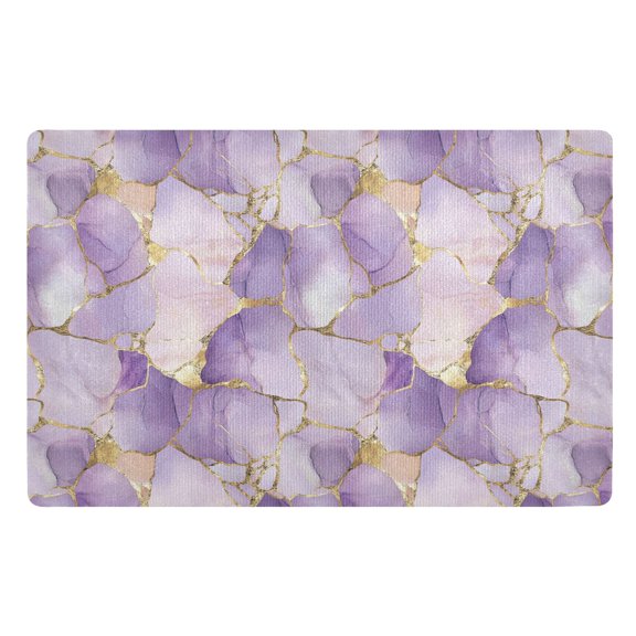 Yayeee Doormat for Inside 20"x32" Absorbent Low-Profile Washable Non-Slip Rubber Backed Entryway Rug, Pastel Purple Marble Pattern