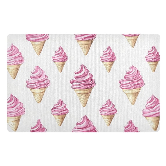 Yayeee Doormat for Inside 20"x32" Absorbent Low-Profile Washable Non-Slip Rubber Backed Entryway Rug, Pink Cartoon Ice Cream