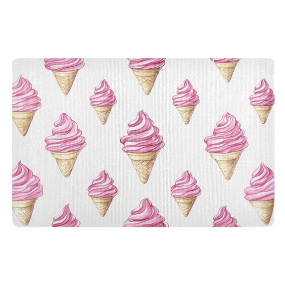 Yayeee Doormat for Inside 20"x32" Absorbent Low-Profile Washable Non-Slip Rubber Backed Entryway Rug, Pink Cartoon Ice Cream
