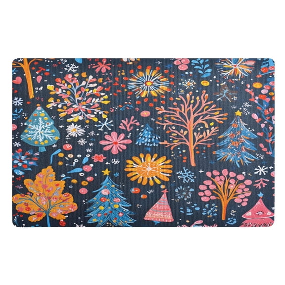 Yayeee Doormat for Inside 20"x32" Absorbent Low-Profile Washable Non-Slip Rubber Backed Entryway Rug, Pink Christmas Splendor