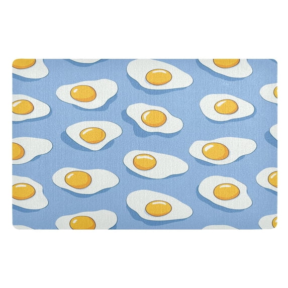 Yayeee Doormat for Inside 20"x32" Absorbent Low-Profile Washable Non-Slip Rubber Backed Entryway Rug, Playful Fried Eggs