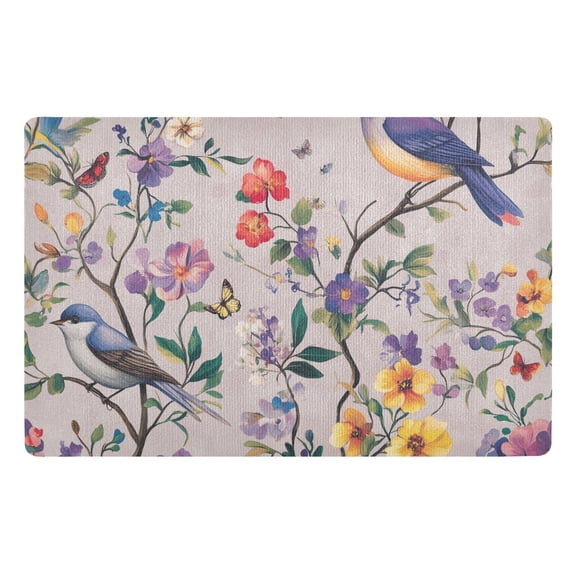 Yayeee Doormat for Inside 20"x32" Absorbent Low-Profile Washable Non-Slip Rubber Backed Entryway Rug, Purple Floral Pattern