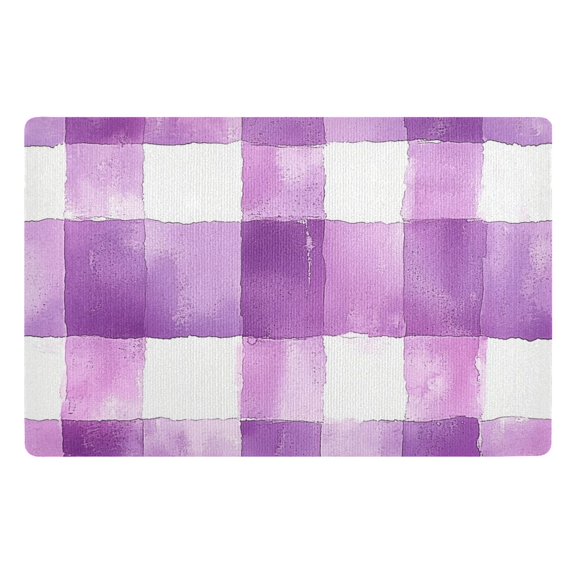 Yayeee Doormat for Inside 20"x32" Absorbent Low-Profile Washable Non-Slip Rubber Backed Entryway Rug, Purple and White Pattern