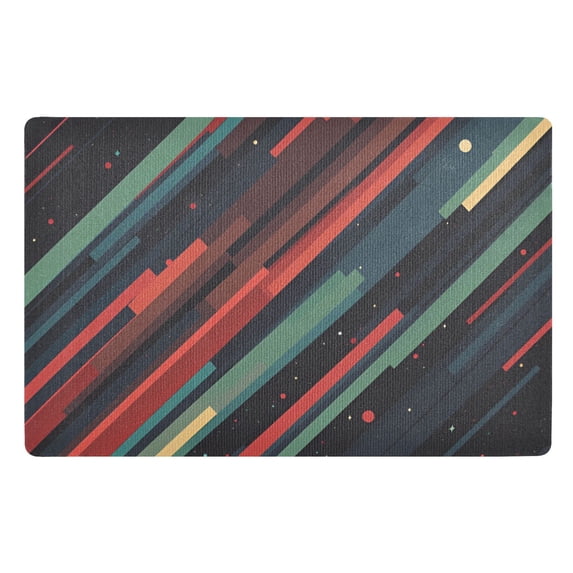 Yayeee Doormat for Inside 20"x32" Absorbent Low-Profile Washable Non-Slip Rubber Backed Entryway Rug, Red Abstract Lines