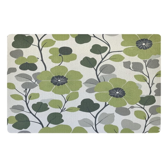 Yayeee Doormat for Inside 20"x32" Absorbent Low-Profile Washable Non-Slip Rubber Backed Entryway Rug, Retro Flower Print