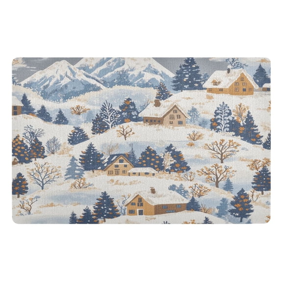 Yayeee Doormat for Inside 20"x32" Absorbent Low-Profile Washable Non-Slip Rubber Backed Entryway Rug, Snowy Winter