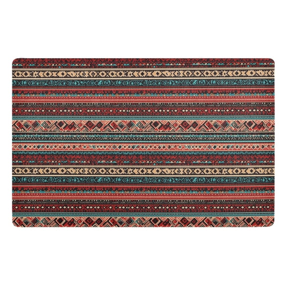 Yayeee Doormat for Inside 20"x32" Absorbent Low-Profile Washable Non-Slip Rubber Backed Entryway Rug, Tribal Geometric