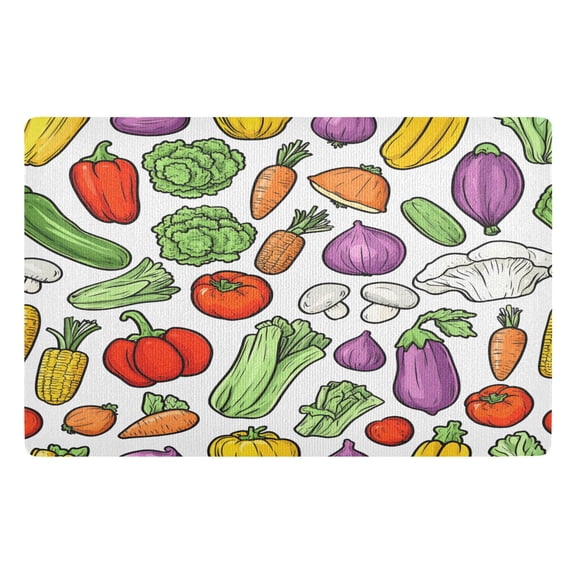 Yayeee Doormat for Inside 20"x32" Absorbent Low-Profile Washable Non-Slip Rubber Backed Entryway Rug, Vegetables Pattern