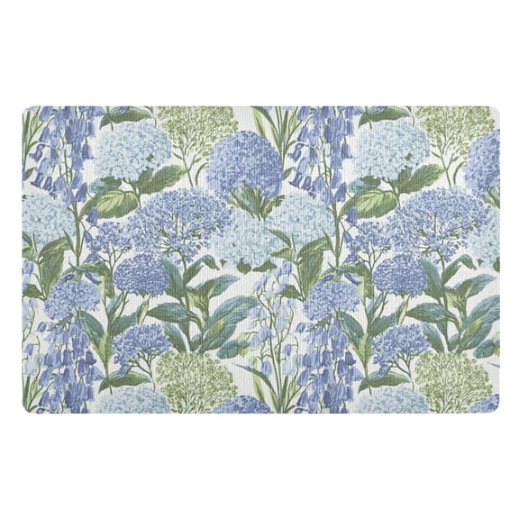 Yayeee Doormat for Inside 20"x32" Absorbent Low-Profile Washable Non-Slip Rubber Backed Entryway Rug, Vibrant Hydrangeas Pattern