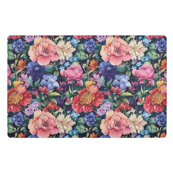 Yayeee Doormat for Inside 20"x32" Absorbent Low-Profile Washable Non-Slip Rubber Backed Entryway Rug, Vibrant Pink Floral Pattern