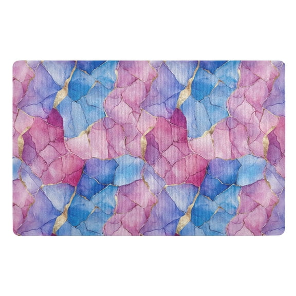 Yayeee Doormat for Inside 20"x32" Absorbent Low-Profile Washable Non-Slip Rubber Backed Entryway Rug, Watercolor Blue Marble Pattern