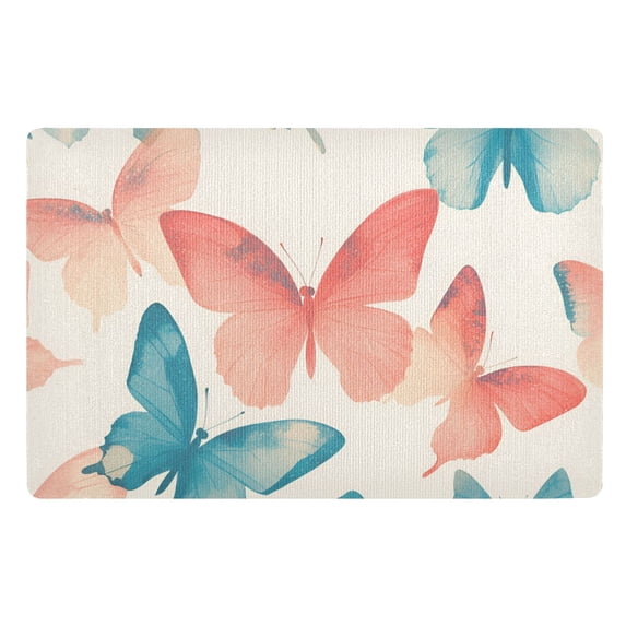 Yayeee Doormat for Inside 20"x32" Absorbent Low-Profile Washable Non-Slip Rubber Backed Entryway Rug, Watercolor Butterflies