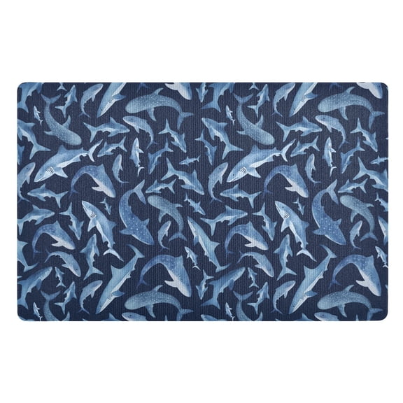 Yayeee Doormat for Inside 20"x32" Absorbent Low-Profile Washable Non-Slip Rubber Backed Entryway Rug, Watercolor Shark Pattern