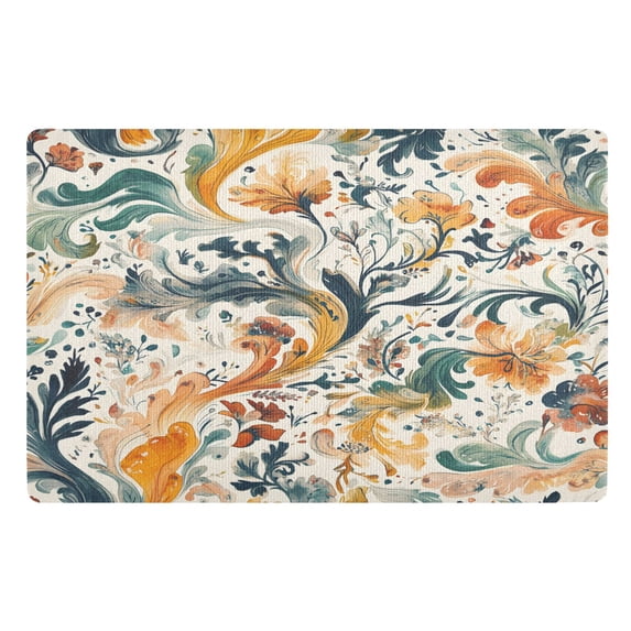 Yayeee Doormat for Inside 20"x32" Absorbent Low-Profile Washable Non-Slip Rubber Backed Entryway Rug, Whimsical Leaves