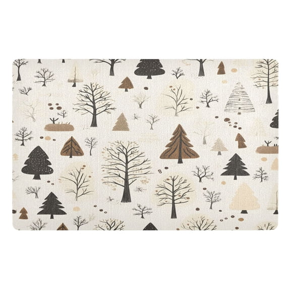 Yayeee Doormat for Inside 20"x32" Absorbent Low-Profile Washable Non-Slip Rubber Backed Entryway Rug, Winter Forest