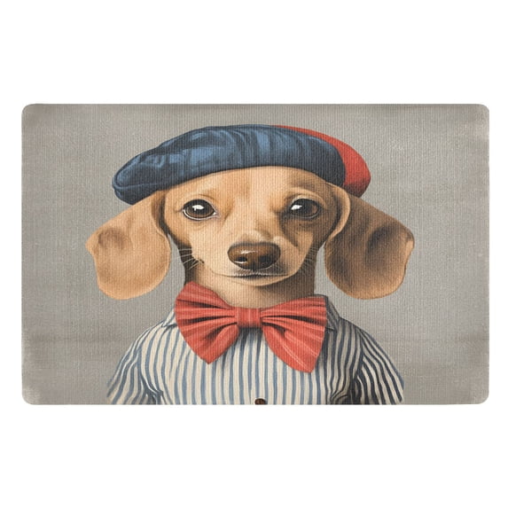 Yayeee Doormat for Inside 20"x32" Absorbent Low-Profile Washable Non-Slip Rubber Backed Entryway Rug, Yellow Dog Artist