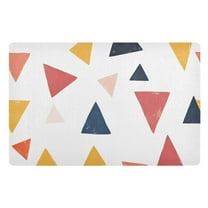 Yayeee Doormat for Indoor Entrance 32" x 20" Non Slippery Floor Rug, White Abstract Triangles