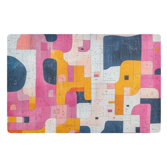 Yayeee Doormat for Indoor Entrance 32" x 20" Non Slippery Floor Rug, Art Geometric