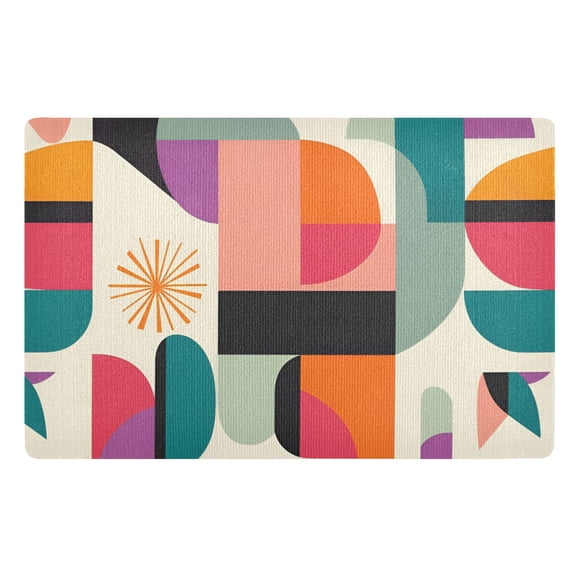 Yayeee Doormat for Indoor Entrance 32" x 20" Non Slippery Floor Rug, Beige Abstract