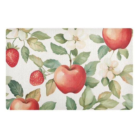 Yayeee Doormat for Indoor Entrance 32" x 20" Non Slippery Floor Rug, Beige Apple Pattern