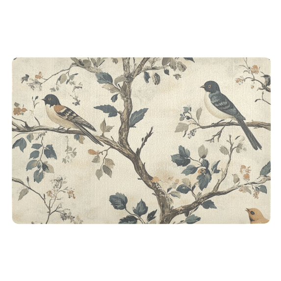Yayeee Doormat for Indoor Entrance 32" x 20" Non Slippery Floor Rug, Beige Birds