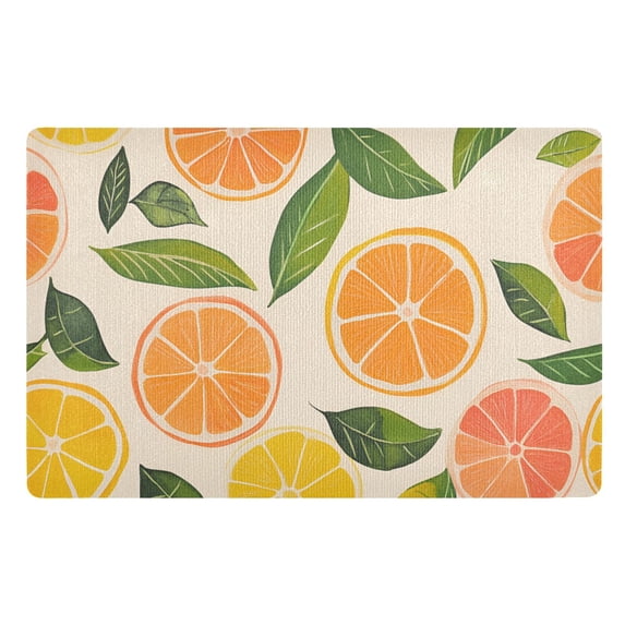 Yayeee Doormat for Indoor Entrance 32" x 20" Non Slippery Floor Rug, Beige Citrus Leaves