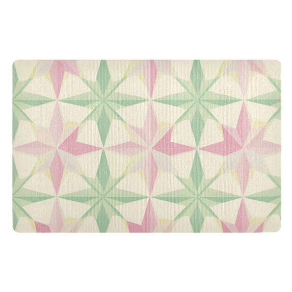 Yayeee Doormat for Inside 20"x32" Absorbent Low-Profile Washable Non-Slip Rubber Backed Entryway Rug, Beige Symmetrical Stars