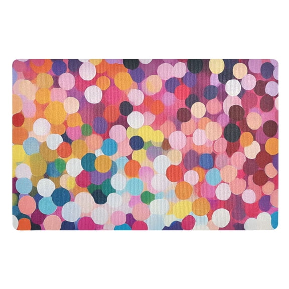 Yayeee Doormat for Indoor Entrance 32" x 20" Non Slippery Floor Rug, Black Colorful Circles