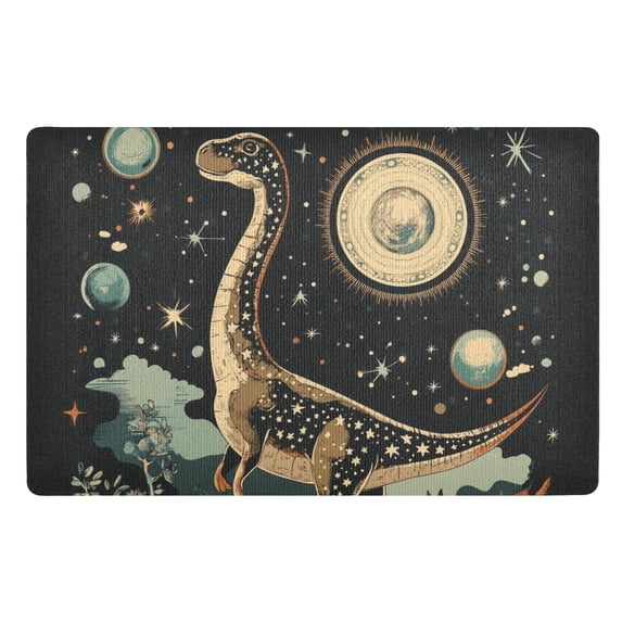 Yayeee Doormat for Indoor Entrance 32" x 20" Non Slippery Floor Rug, Black Dinosaur