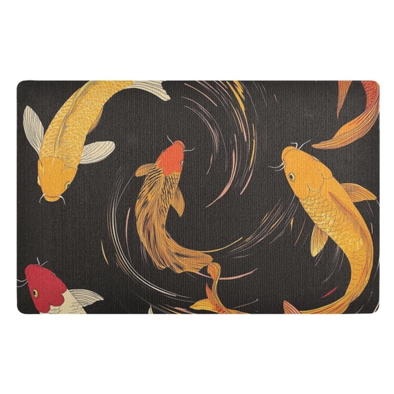 Yayeee Doormat for Indoor Entrance 32" x 20" Non Slippery Floor Rug, Black Fish Pattern
