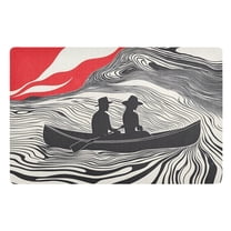 Yayeee Doormat for Indoor Entrance 32" x 20" Non Slippery Floor Rug, Black Illusionary Boat