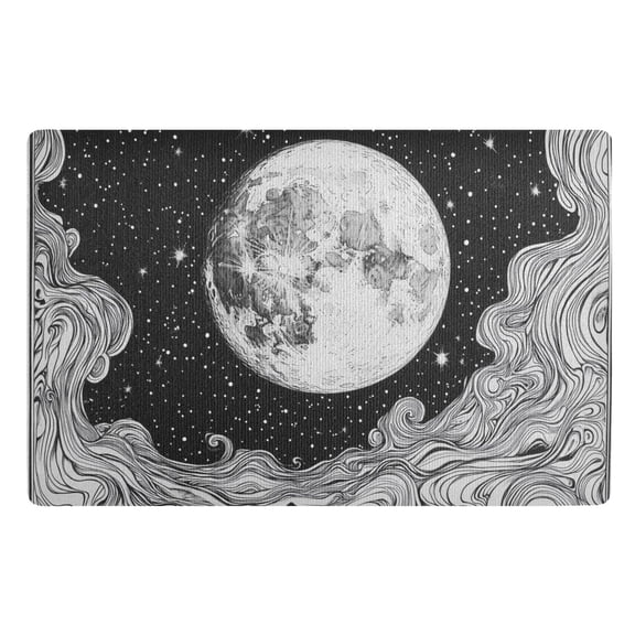 Yayeee Doormat for Indoor Entrance 32" x 20" Non Slippery Floor Rug, Black Moon