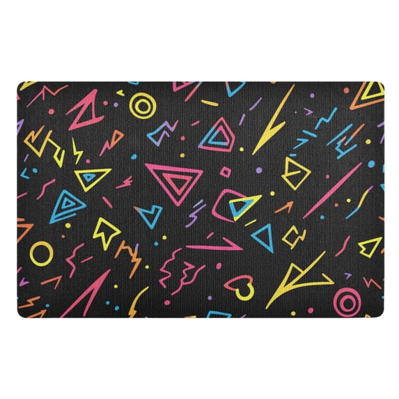 Yayeee Doormat for Indoor Entrance 32" x 20" Non Slippery Floor Rug, Black Neon Lightning