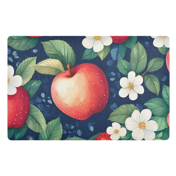 Yayeee Doormat for Indoor Entrance 32" x 20" Non Slippery Floor Rug, Blue Apple Pattern
