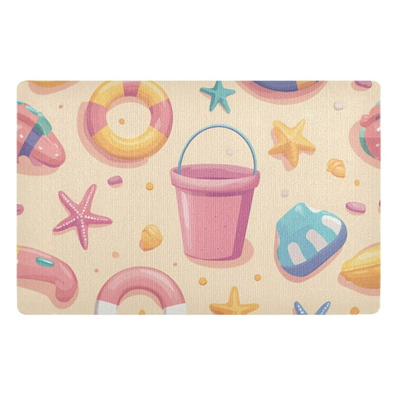 Yayeee Doormat for Indoor Entrance 32" x 20" Non Slippery Floor Rug, Blue Beach Toys Pattern