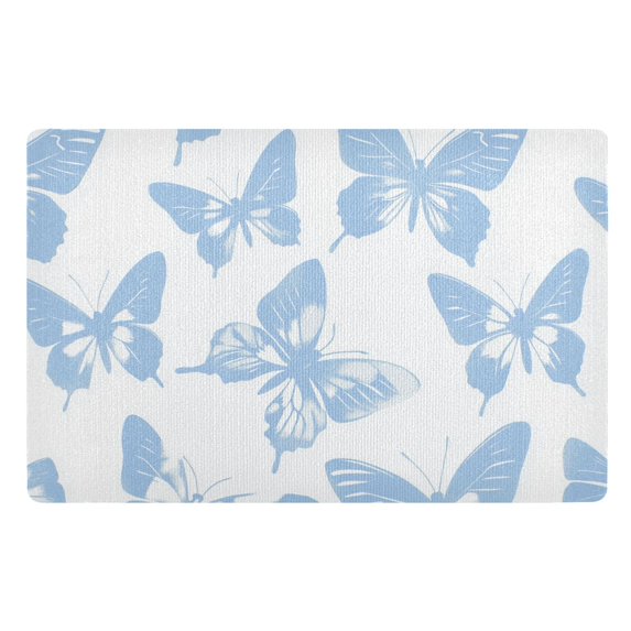 Yayeee Doormat for Indoor Entrance 32" x 20" Non Slippery Floor Rug, Blue Butterfly
