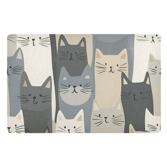 Yayeee Doormat for Indoor Entrance 32" x 20" Non Slippery Floor Rug, Blue Cute Cats