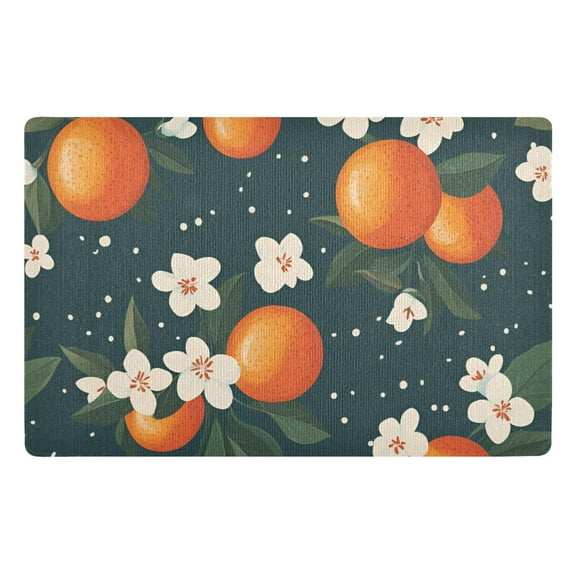 Yayeee Doormat for Indoor Entrance 32" x 20" Non Slippery Floor Rug, Blue Floral Oranges