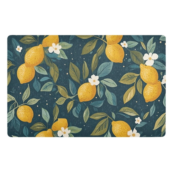 Yayeee Doormat for Indoor Entrance 32" x 20" Non Slippery Floor Rug, Blue Lemons